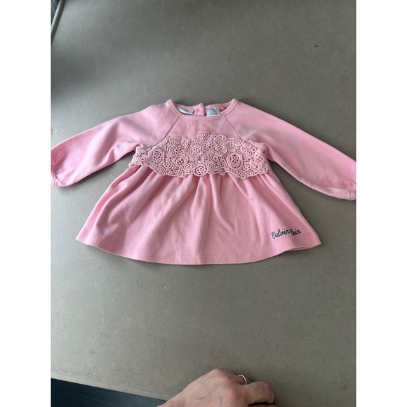 Calvin Klein Baby Girls Pink Long Sleeve Lace Peplum Top 3-6M - Picture 3 of 8